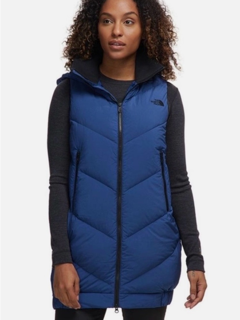 The North Face Women's Blue Long Puffer Vest